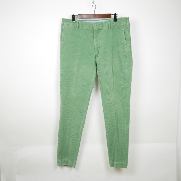 POLO RALPH LAUREN Men's 36 Green ribbed corduroy straight boot cut pants vintage